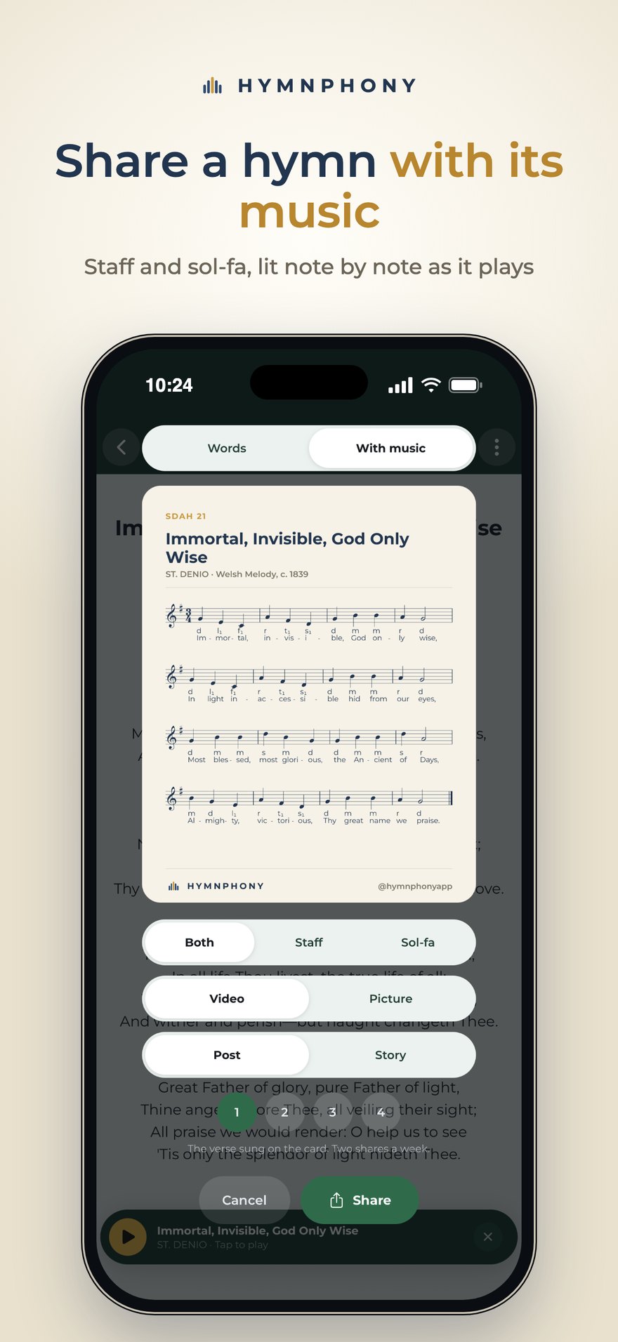 Share a hymn with its music