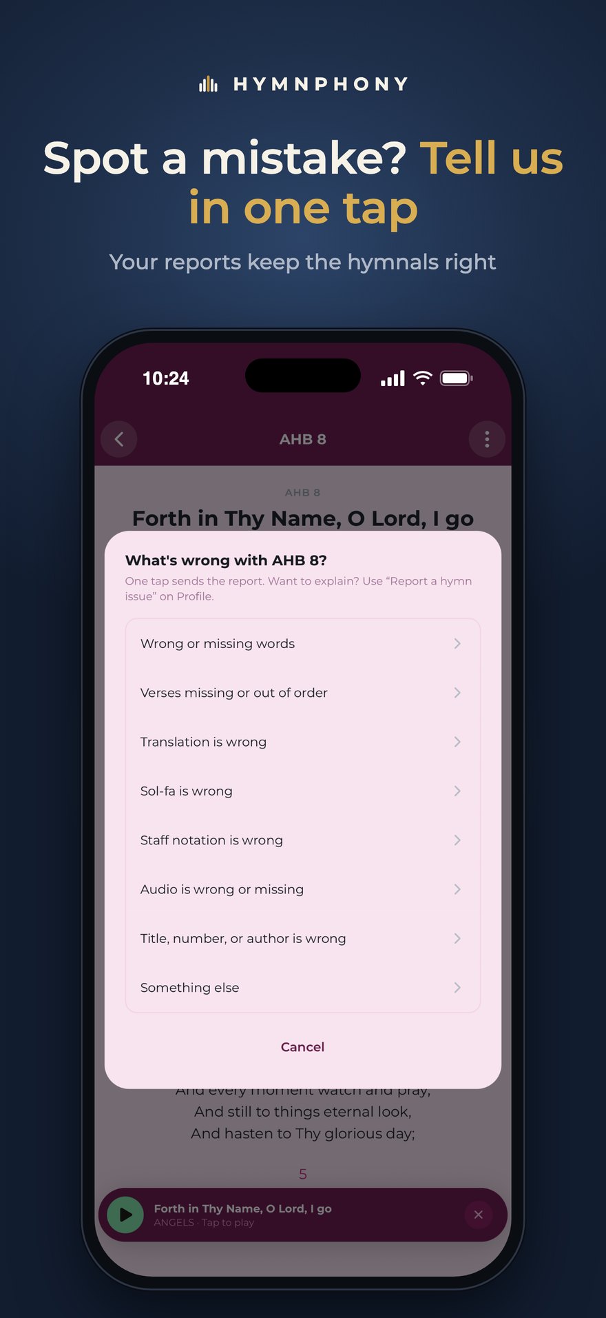 Spot a mistake? Tell us in one tap