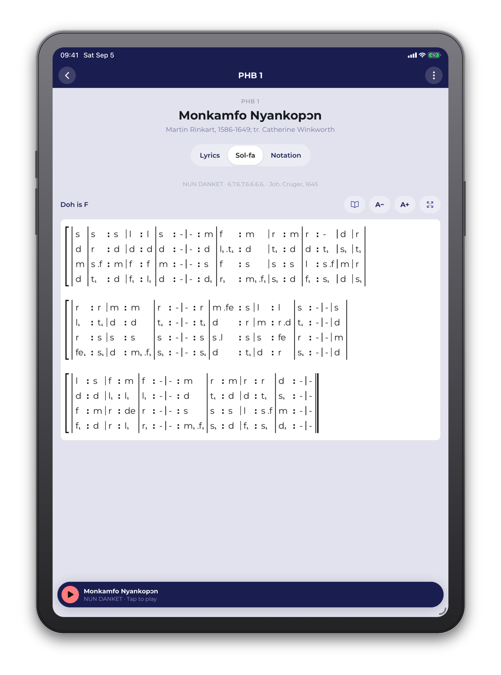 Full SATB notation in Hymnphony