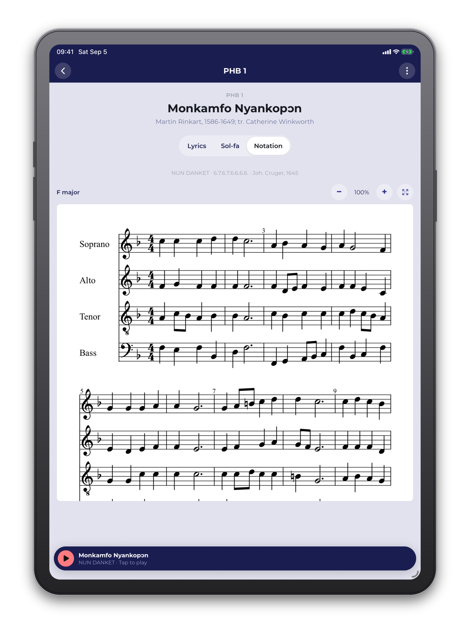 Lyrics and audio together in Hymnphony