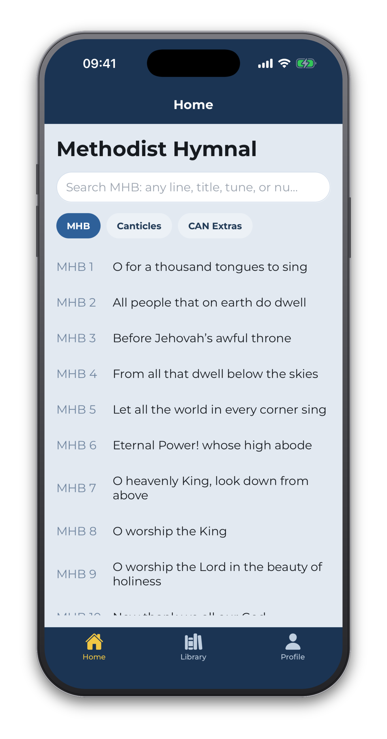 The Anglican Hymnal library in Hymnphony