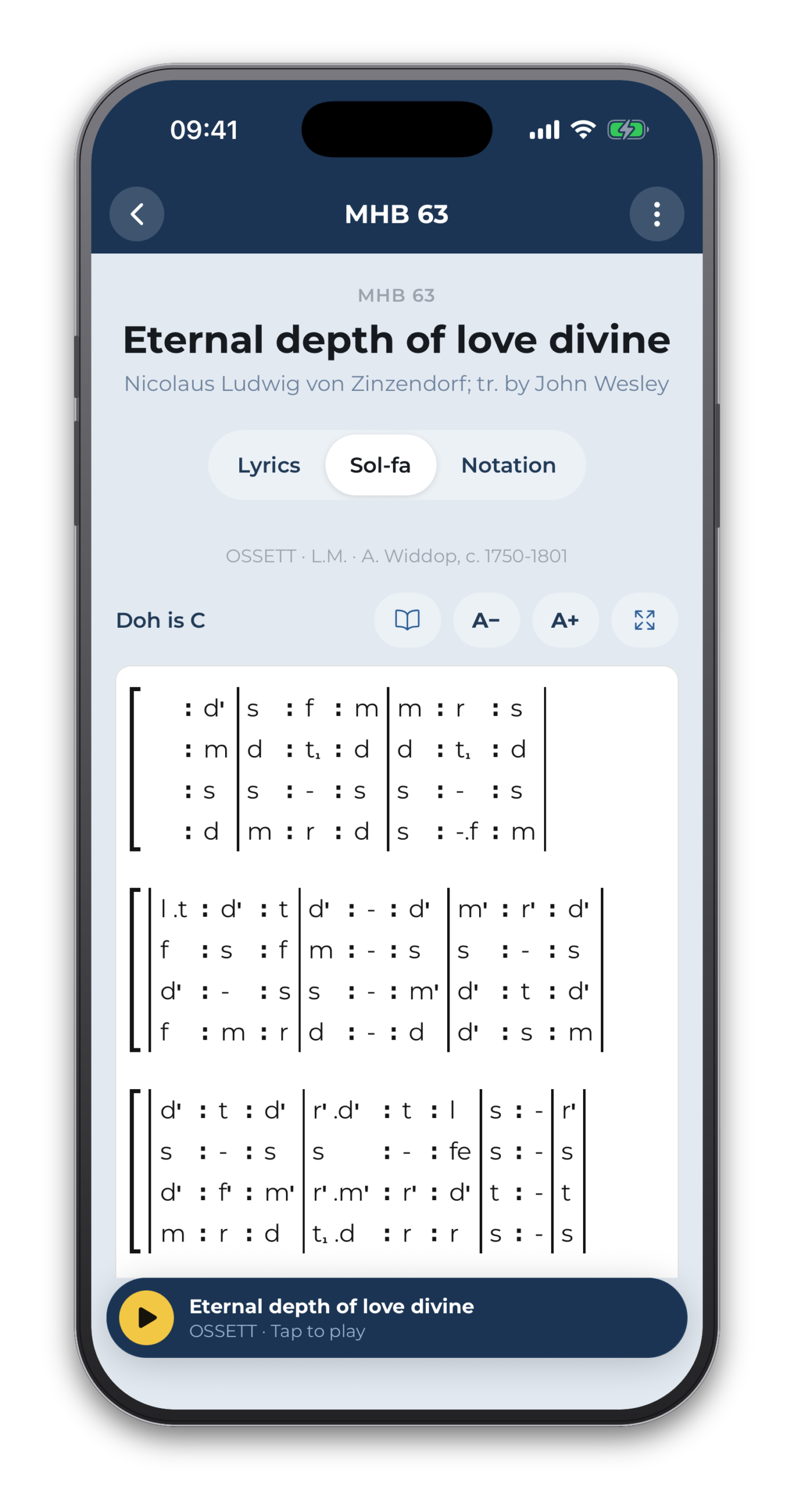 Four part audio in Hymnphony